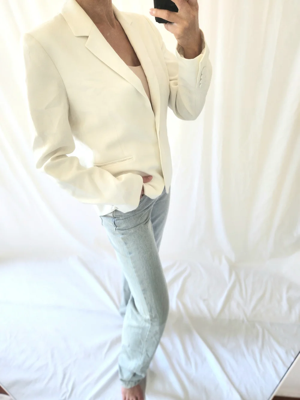 Lafayette 148 New York Ivory Tailored Blazer